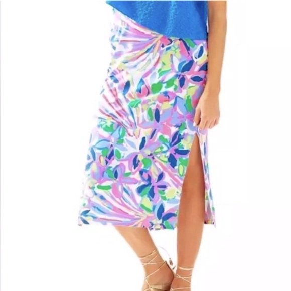 Lilly Pulitzer Kemi Midi Skirt Havin a Blast Print Pull On Pencil Skirt  Size S - Picture 1 of 9